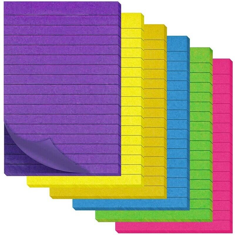 Sticky es,6 Pack 300 Sheets Lined Sticky es Set, Sticky es Pad Page Markers X5V3