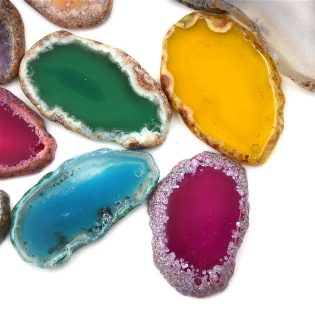 New Natural Agate Slices Geode Polished Slab Brazil Crystal Quartz Ornamen.l8