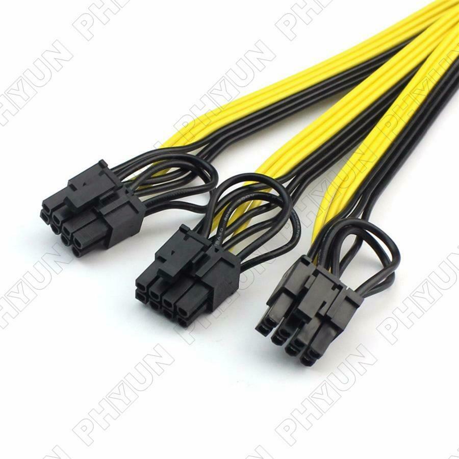 5PC Power Supply Cable 1 to 3 6P+2P Miner Adapter Cable 8Pin GPU Video Card Wire