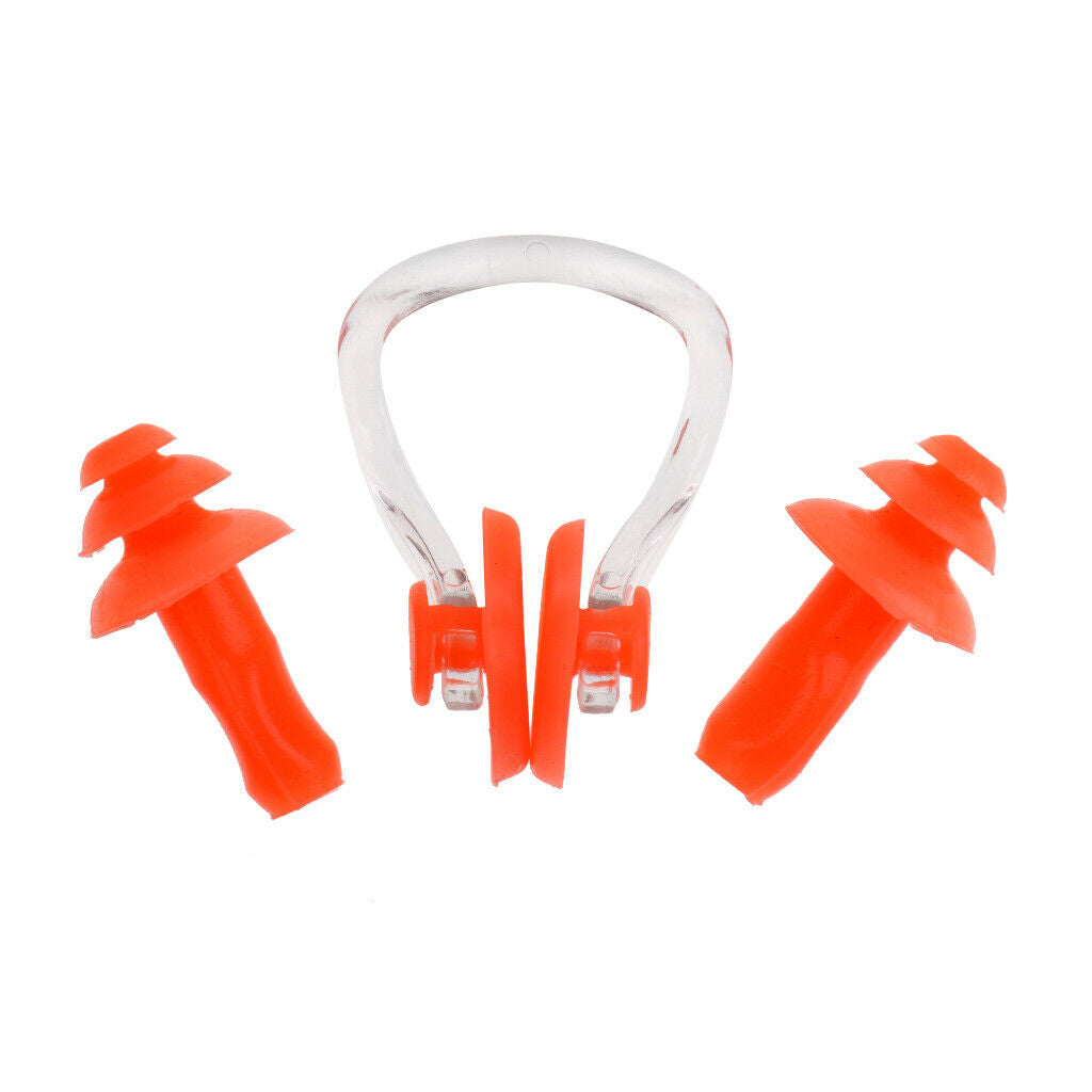 Waterproof Soft Silicone Swimming Ear Plugs and Nose Clip Set Random Color