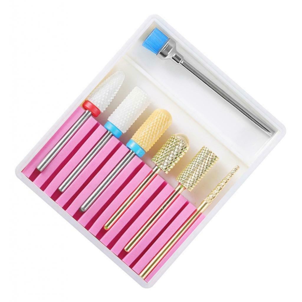 7x Tungsten Steel Nail Art Drill Bits Set Acrylic Nails Polishing Bit Kit 5