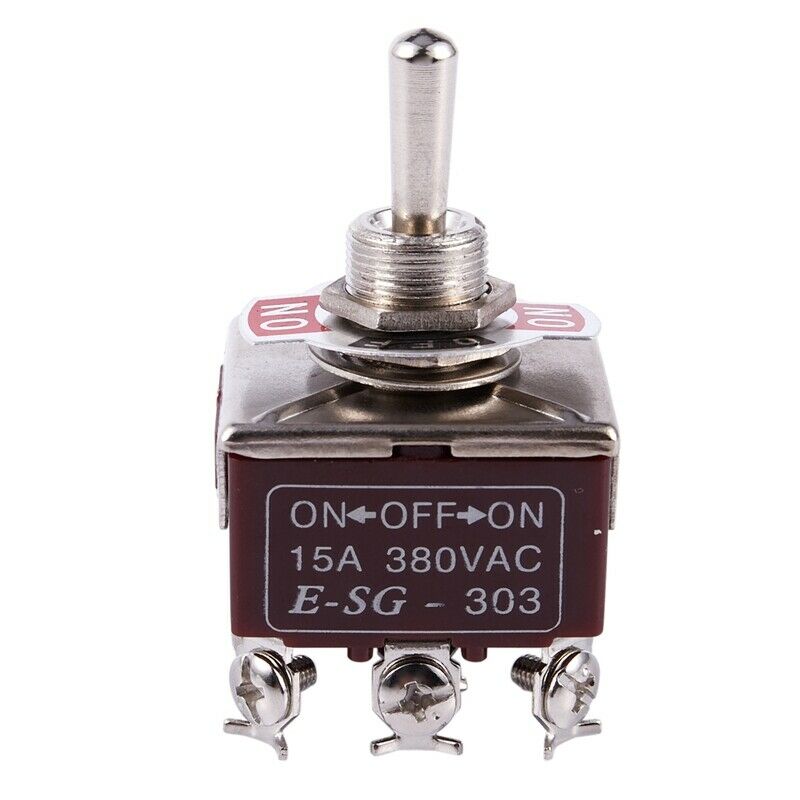 3PDT On/Off/On 3 Postion 9 Screw Terminals Toggle Switch AC 250V 15A E1X5X5