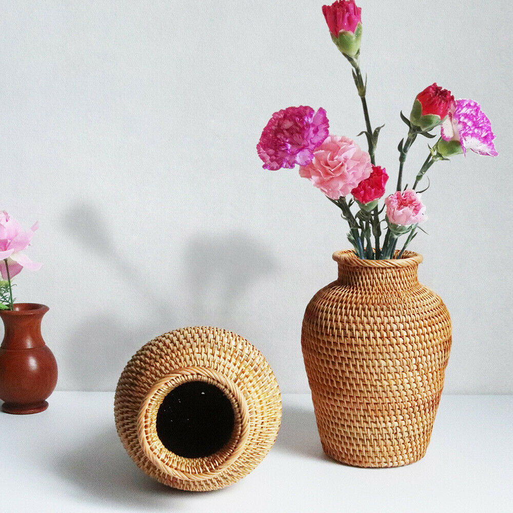 Rattan Vase Dried Flower Silk Flower Vase Home Garden Decor Art Table Ornaments