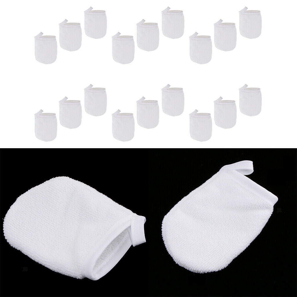 18pcs White Microfiber Makeup Removal Gloves Face Cleaning Cloth Towels