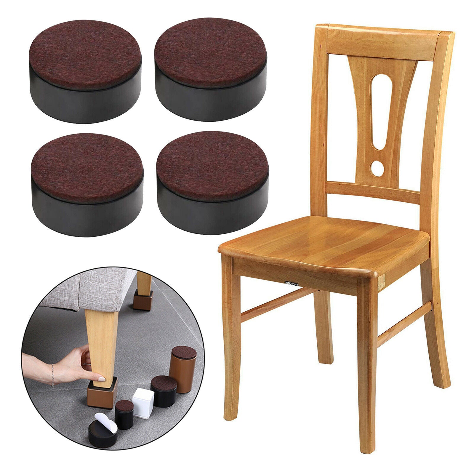 8 Pieces Round Square Bed Risers Furniture Lifts Anti Slip for Home Office
