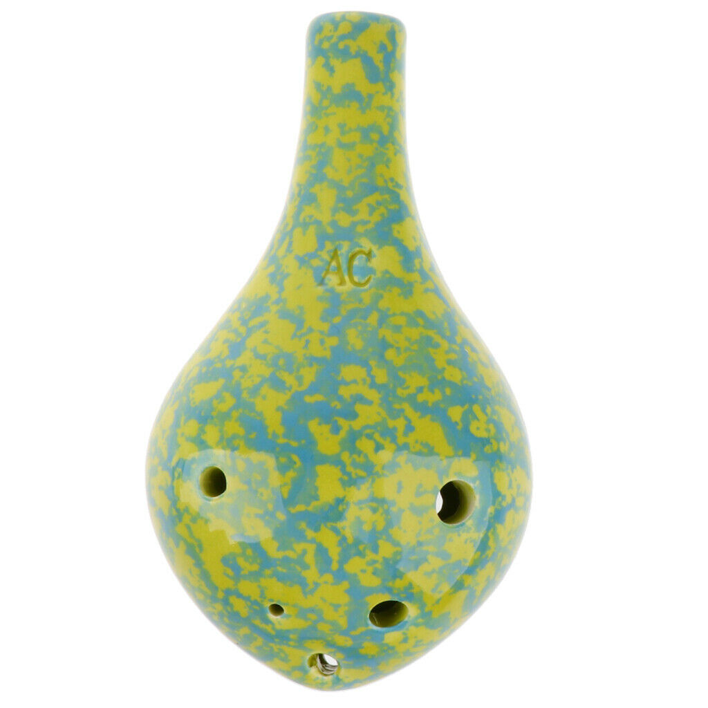 Handcrafted 6 Holes Ceramic AC Alto C Ocarina Wind Instrument Yellow