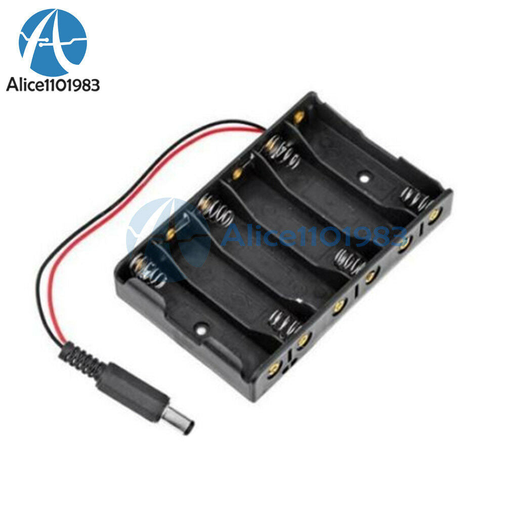 9V 6xAA 6*AA Battery Holder Box Case with DC 2.1 Power Jack Wire Lead