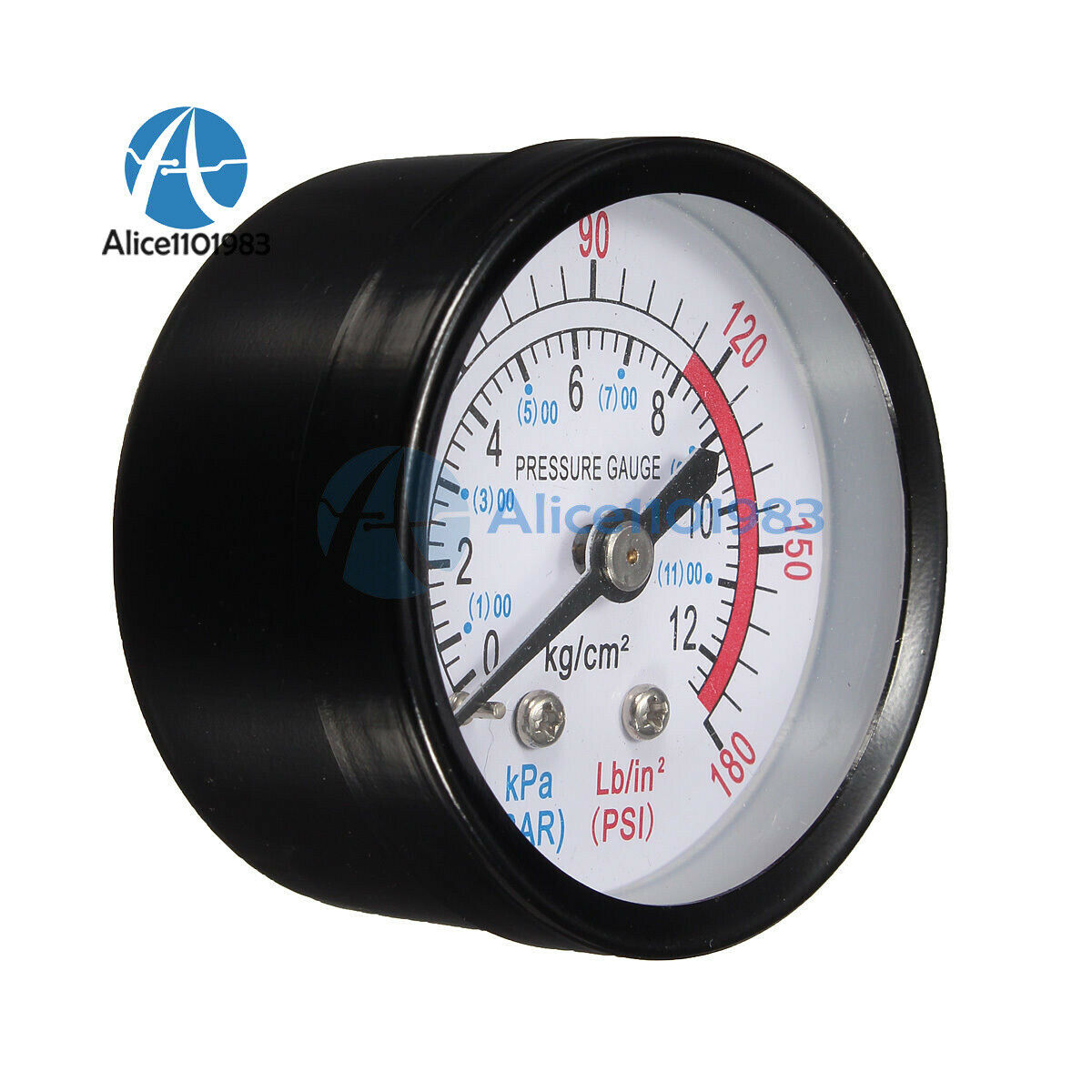 1/4 BSP Air Compressor Male Threaded 0-180PSI 0-12Kg/cm2 Pressure Gauge
