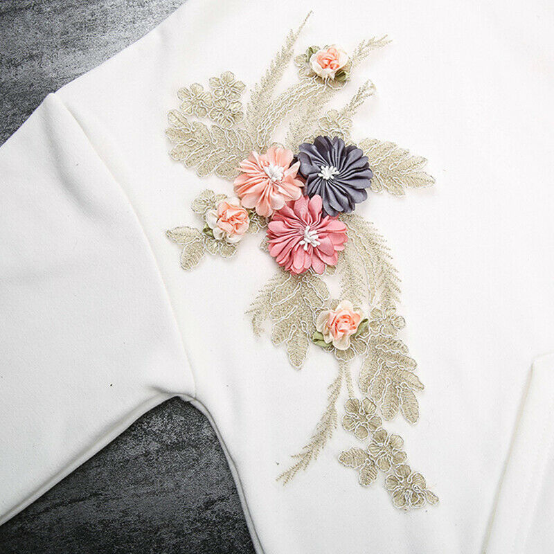Lace Embroidery Applique Flower Wedding Dress Decor Floral Costume DIY Sew Craft