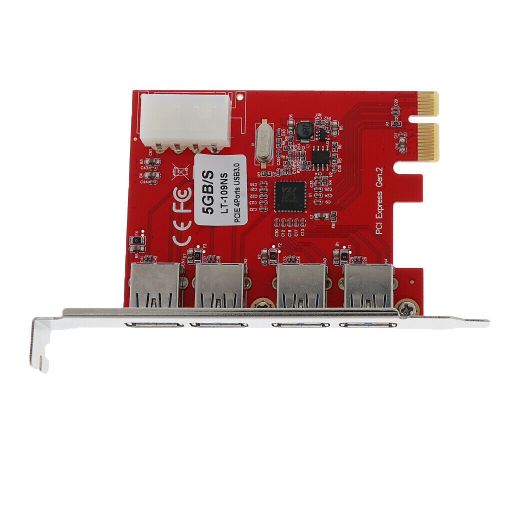 4 Ports USB 3.0 PCI-e Controller Expansion Card PCI Express Add-On Desktop