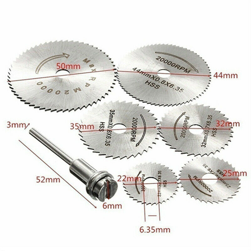 7pcs Metal Circular Saw Disc High Speed Steel Wheel Blades Shank Mini Saw Bla FT