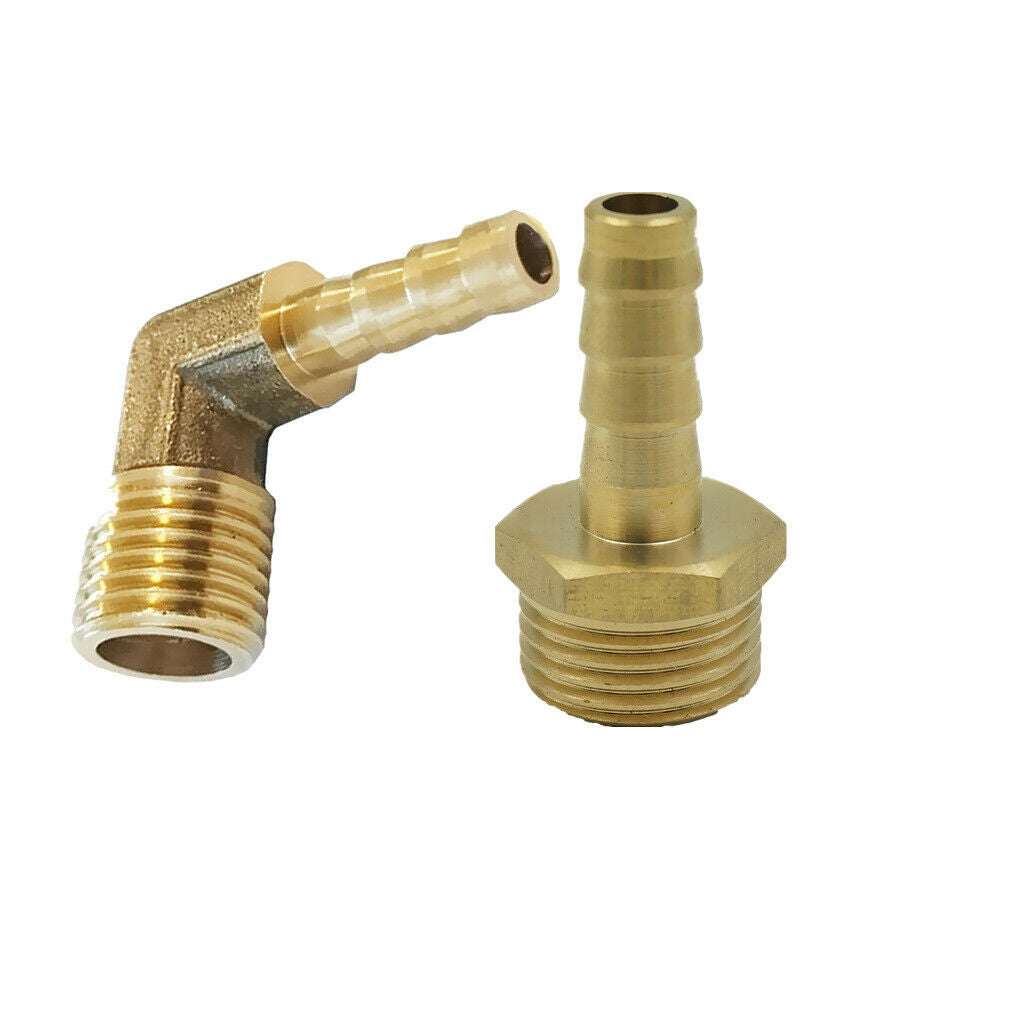 3/8 Bsp to 10mm Brass 90 Degree Rubber Male Hose Hose Pipe Fitting + Connector