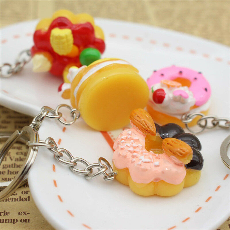 Sweet Cake Keychain Pendant Bread Food Keyring Gift  Bag Purse Key Chain .l8