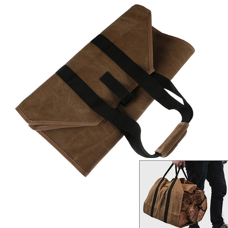 Firewood Carrier Log Carrier Wood Carrying Bag for Fireplace 16oz Waxed Canva.DD
