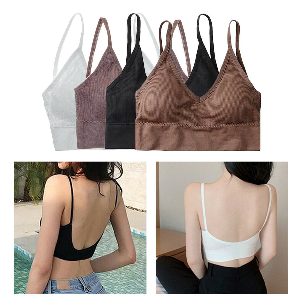 4pcs Women's Bralette Spaghetti Straps Bustier Camisole Tank Top Sport Bra