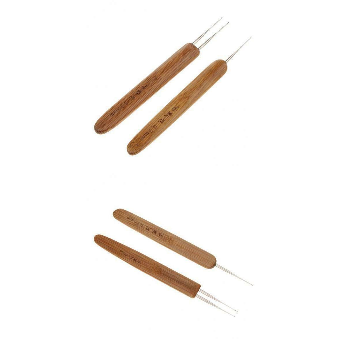 4 Pieces/set Bamboo Hair Weaving Crochet Needles Hooks Dreadlock Tool