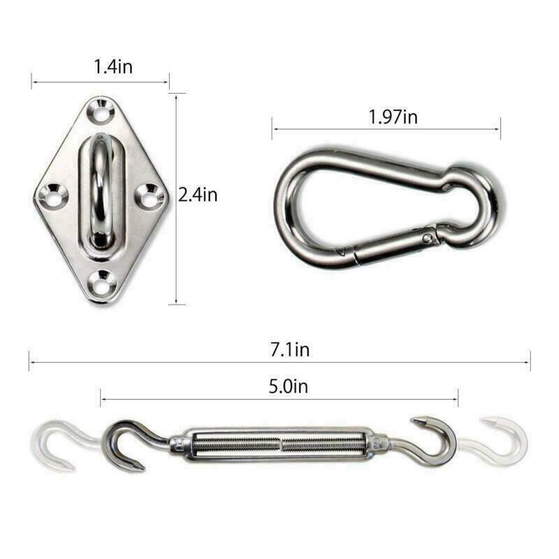 Mounting Stainless Sun Sail Accessory Hardware Screw Kit + 8x Steel ZM Shade 16X