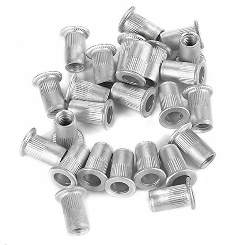 25pcs M5 Flat Head Aluminum Rivets Nuts Threaded Inserts Nutserts Rivnut