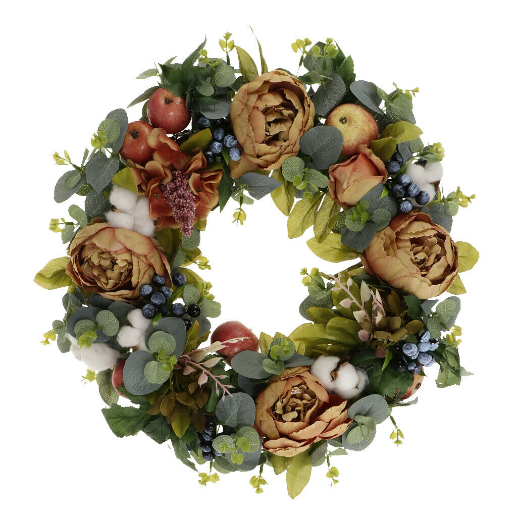 Artificial Rattan Peony Flower Wreath Door Wreath Christmas Party Decor