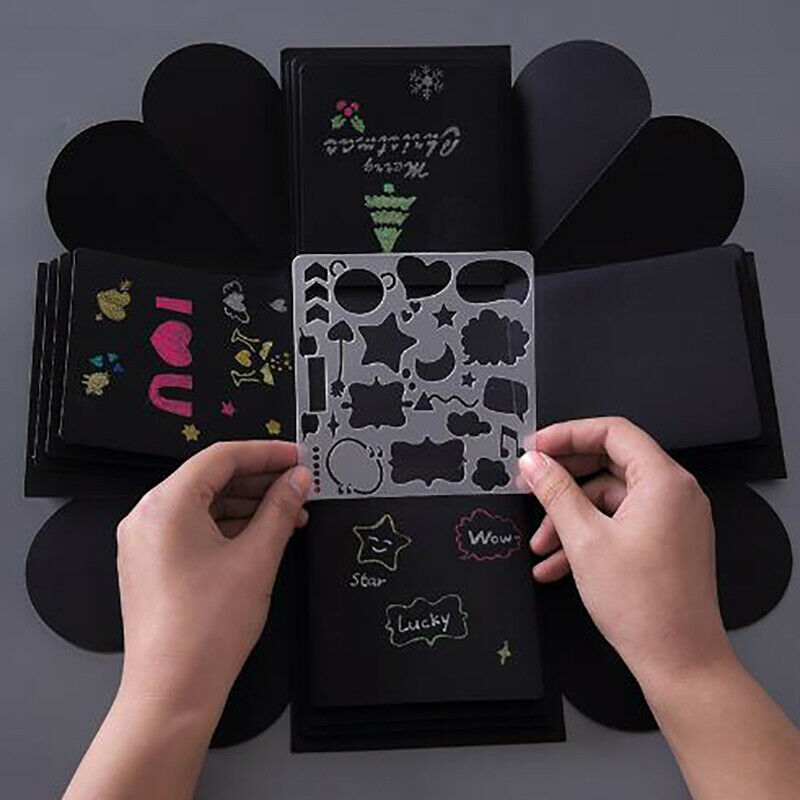 5Pcs Children DIY Cutout Painting Template Hand Account Album Theme Lace .l8
