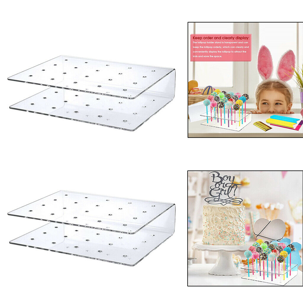 2 Pieces Transparent 20 Holes Acrylic Lollipop Stand Rack for Family Party