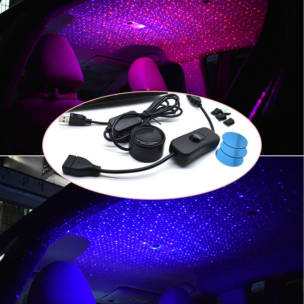 Car Ceiling Star Light LED Atmosphere Projector Armrest Box Galaxy Lamp Bright