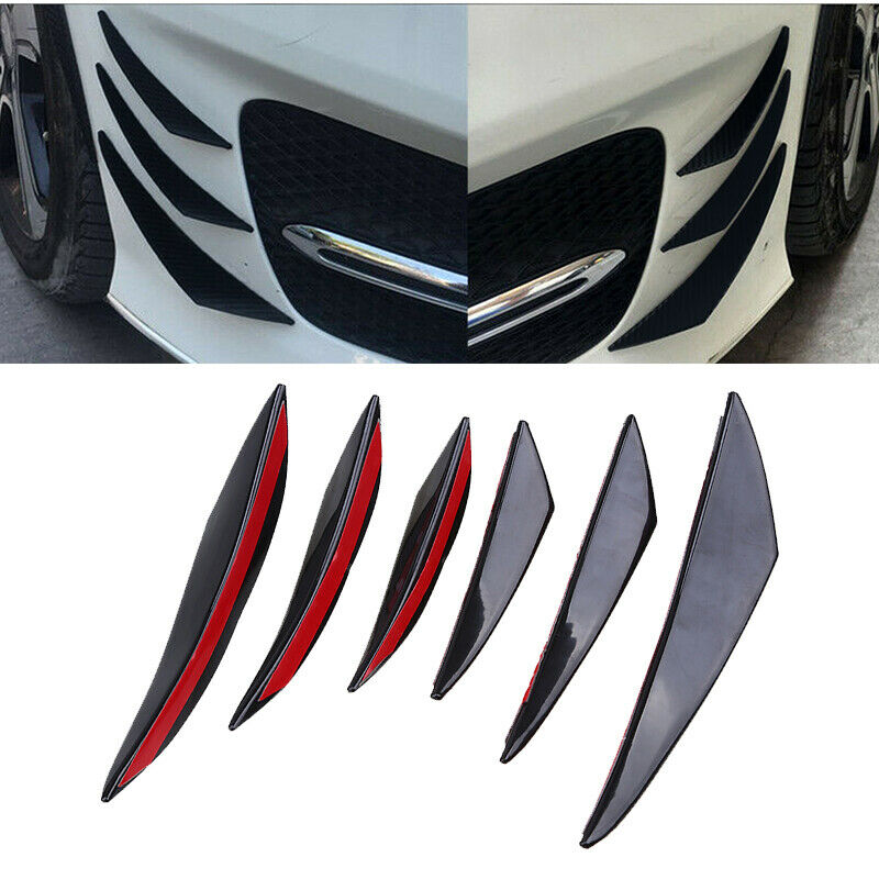 6pcs Universal Car Bumper Shark Fin Canard Splitter Diffuser Valence Spoiler Lip