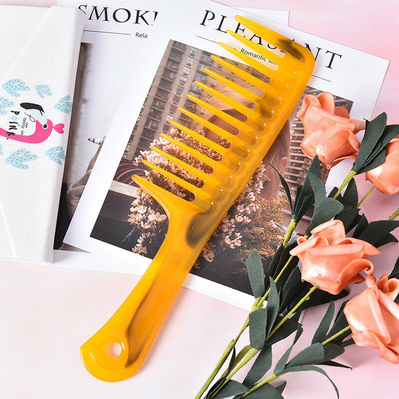 1x wide tooth handle hairdressing antistatic plastic hair comb detanglin.l8