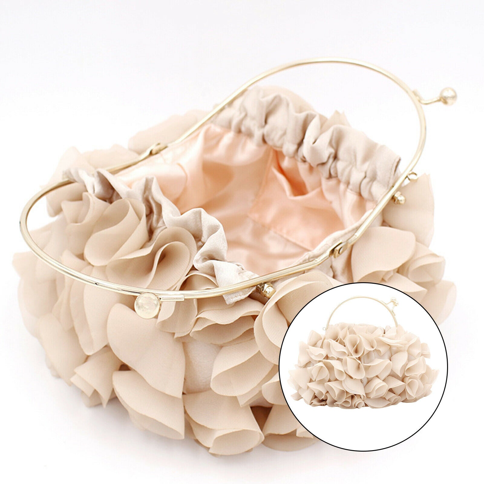 Flower Clutch for Women Formal Party Bride Top-Handle Evening Bag Handbag