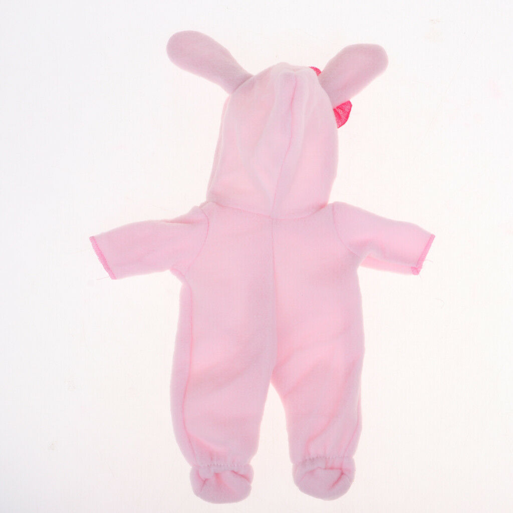 Adorable Heart Pink Rabbit Ear Jumpsuit Hat DIY 9-11inch Reborn Clothes