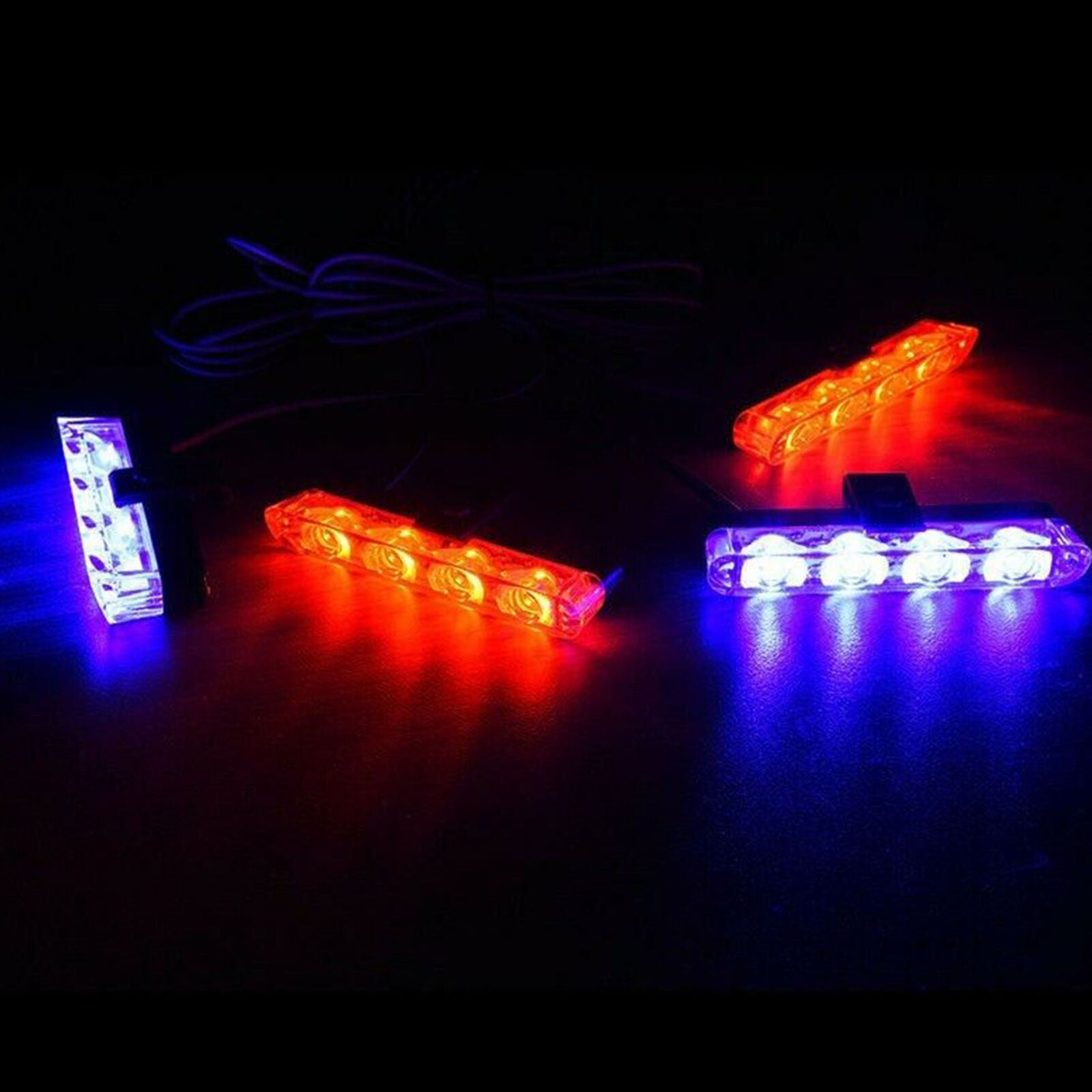 4in1 Car 16 LED Red&blue/blue Strobe Flash Light Dash Emergency Warning Lamp