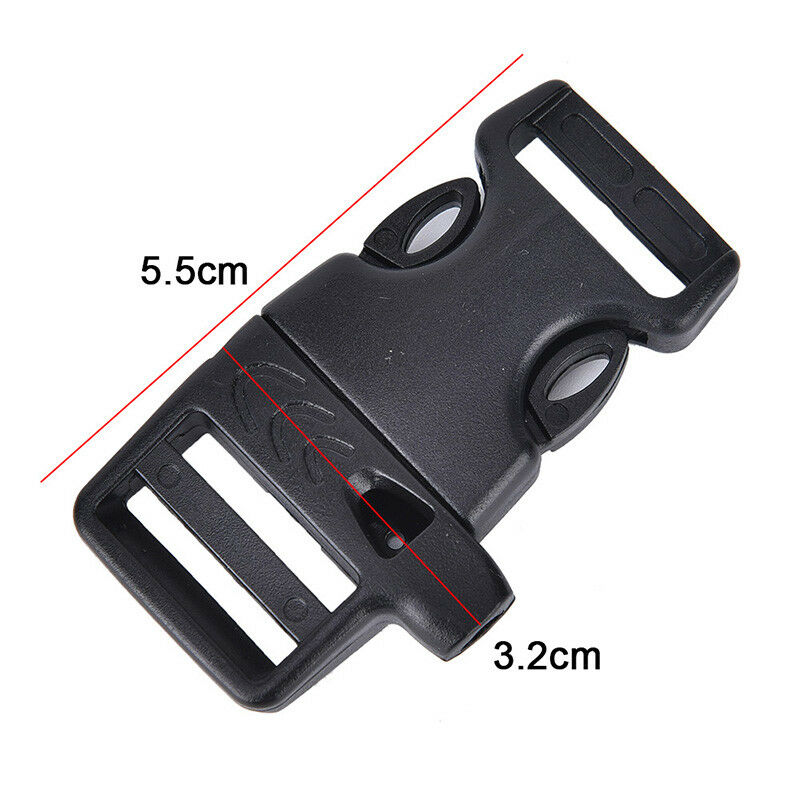 5pcs Survival Whistle Buckle Plastic Curved Side Release Buckles For Parac.l8