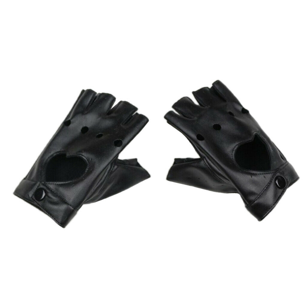 1 Pair Fingerless Gloves Women's PU Leather Mitten Punk Rock Driving Gloves