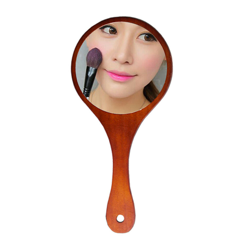 Pack Of 2 Colors Rustic Exquisite Wooden Makeup Mirrors Round Handheld Mirrors