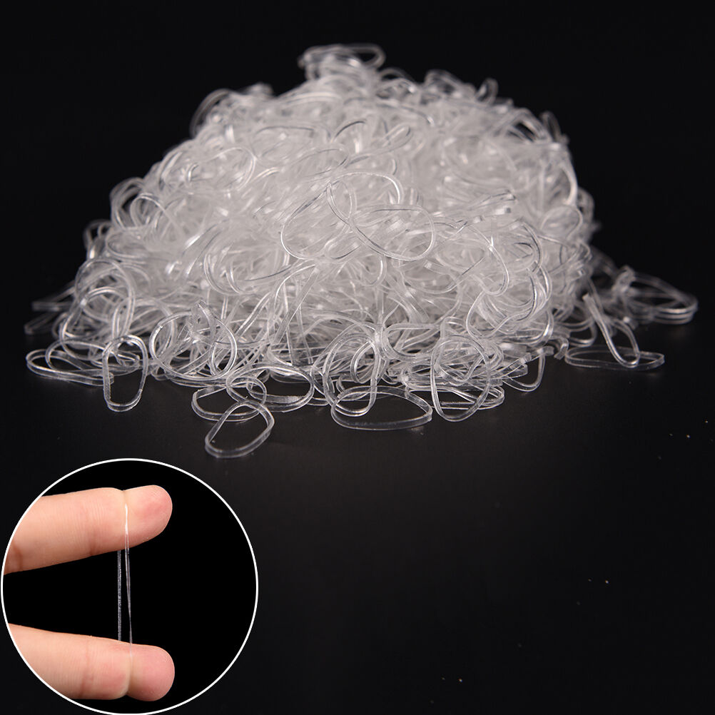 2000pcs Transparent Poly Rubber Braiding Plaits Hair Elastic Bands Small .l8