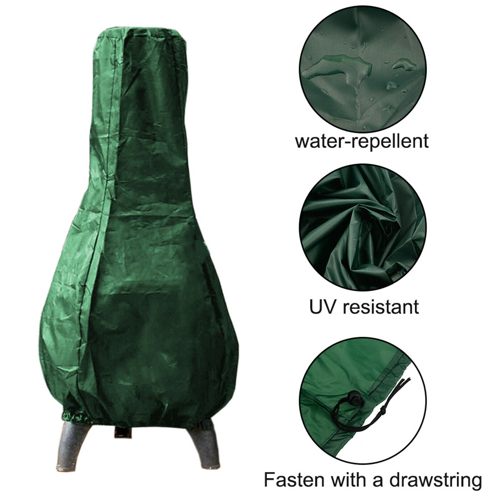 Chiminea Protective Cover Round Waterproof Patio BBQ Grill Stove - Green