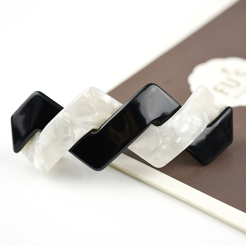 White+Black Waves Automatic Patchwork French France Hair Barrette Hair Clips