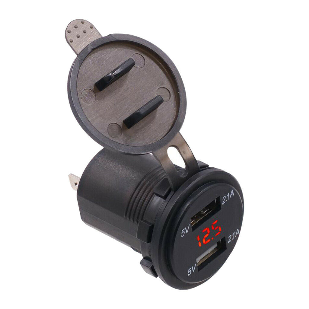 Car Charger USB Voltmeter LED Red Usage For Power Supply Portable Tablets