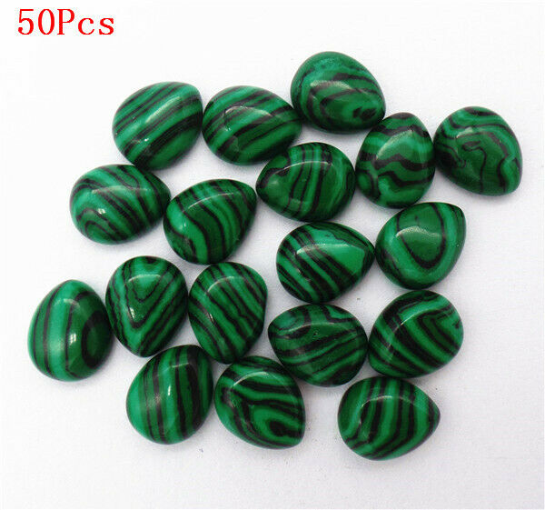 50Pcs 10x8x5mm Wholesale Green Malachite Teardrop Cab Cabochon DIY HH7268