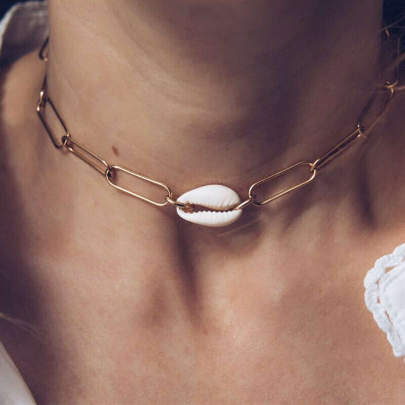 Natural Cowrie Sea Shell Statement Choker Necklace Bohemia Beach Women Je.l8