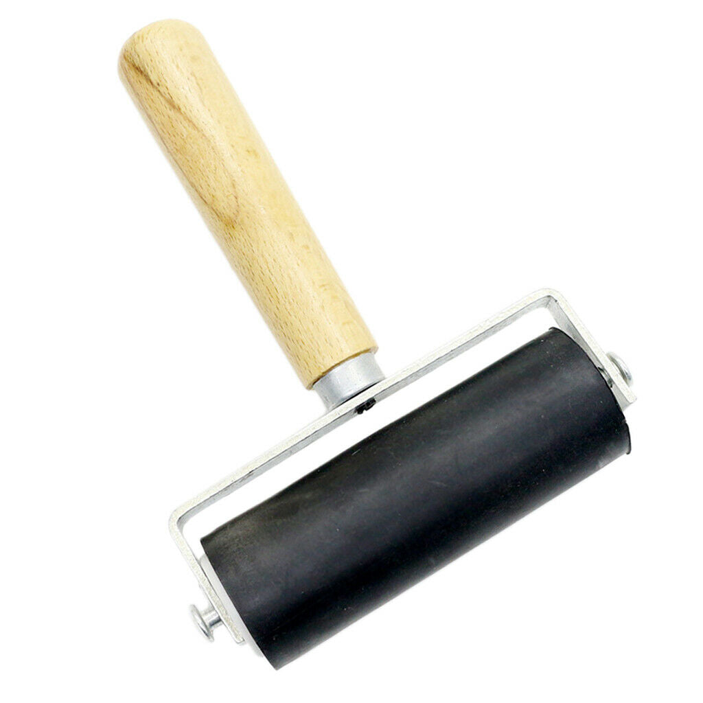 4-Inch Brayer Roller Wooden Handle Ink Applicator Printmaking Stamping Tool