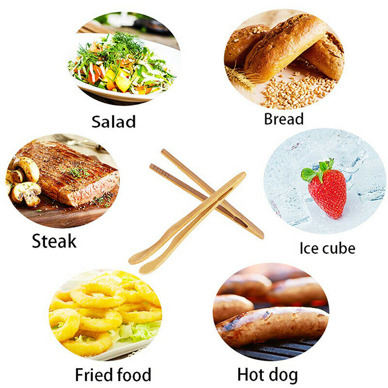 4pcs/set Food Pliers Kitchen Tongs Tea Bread Barbecue Supplies Bamboo Steak Clip