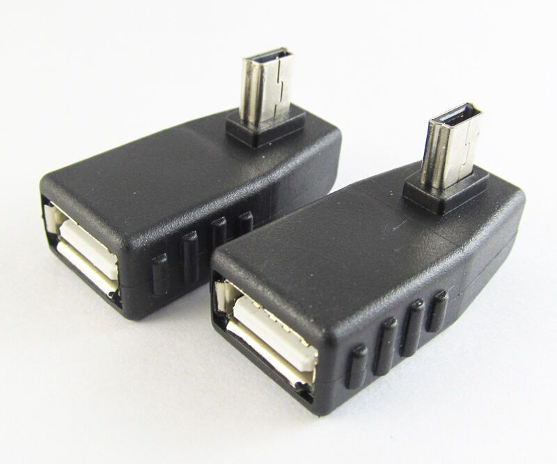 50pcs 5pin USB Male To USB 2.O Female OTG Right Angle 90D Mini Adapter Connector