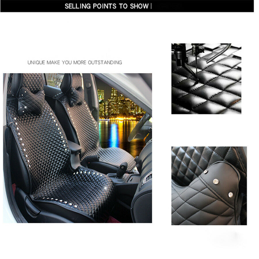 2X bling water-diamond Car Cushion Seat Headrest Neck Pillow