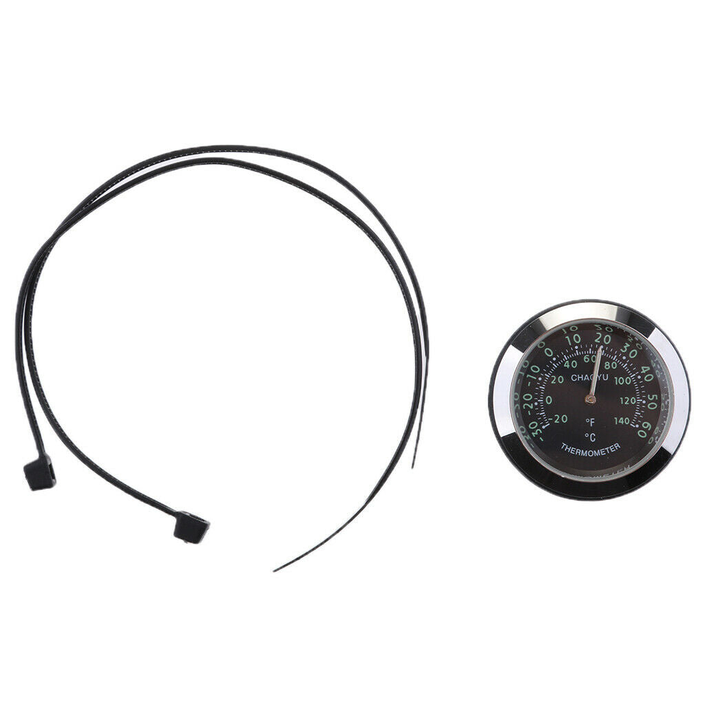 Motorcycle Bike Dial Clock Watch Thermometer Hygrometer Thermometer - Black