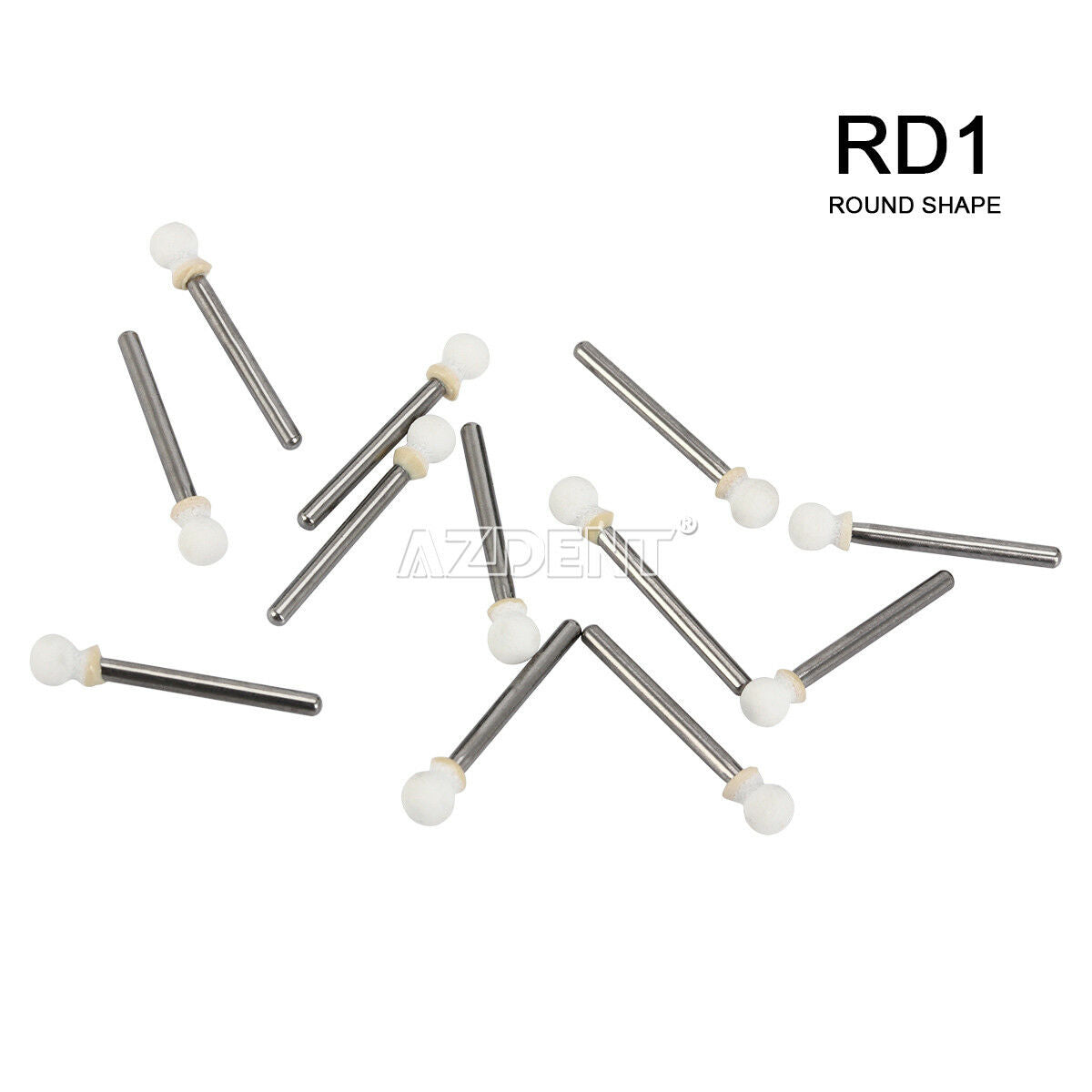 10X Dental Polishing FG Burs Abrasion Round Aluminum Oxide White Stone 12pcs/box