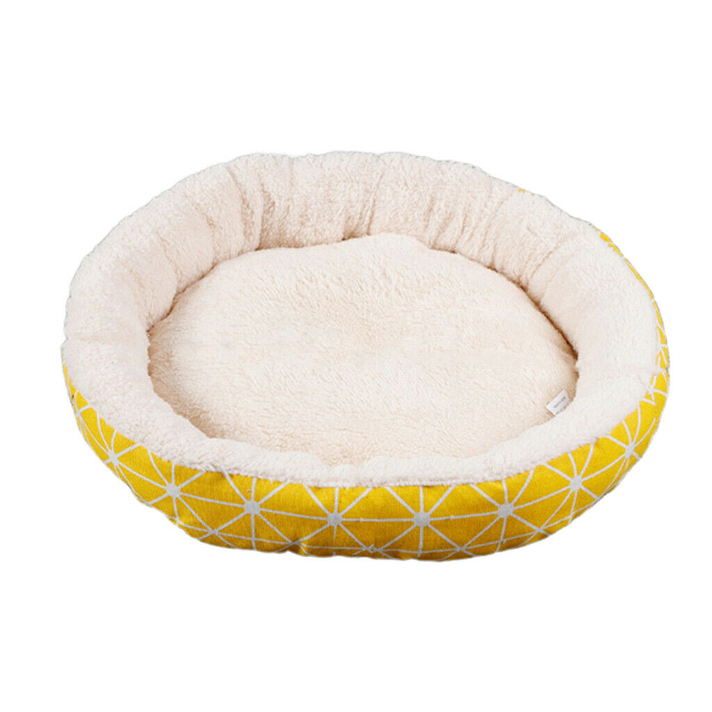 Small Dog Sleeping Bed Cozy Comfortable Nest For Small Dog Cat Yellow Grid-L