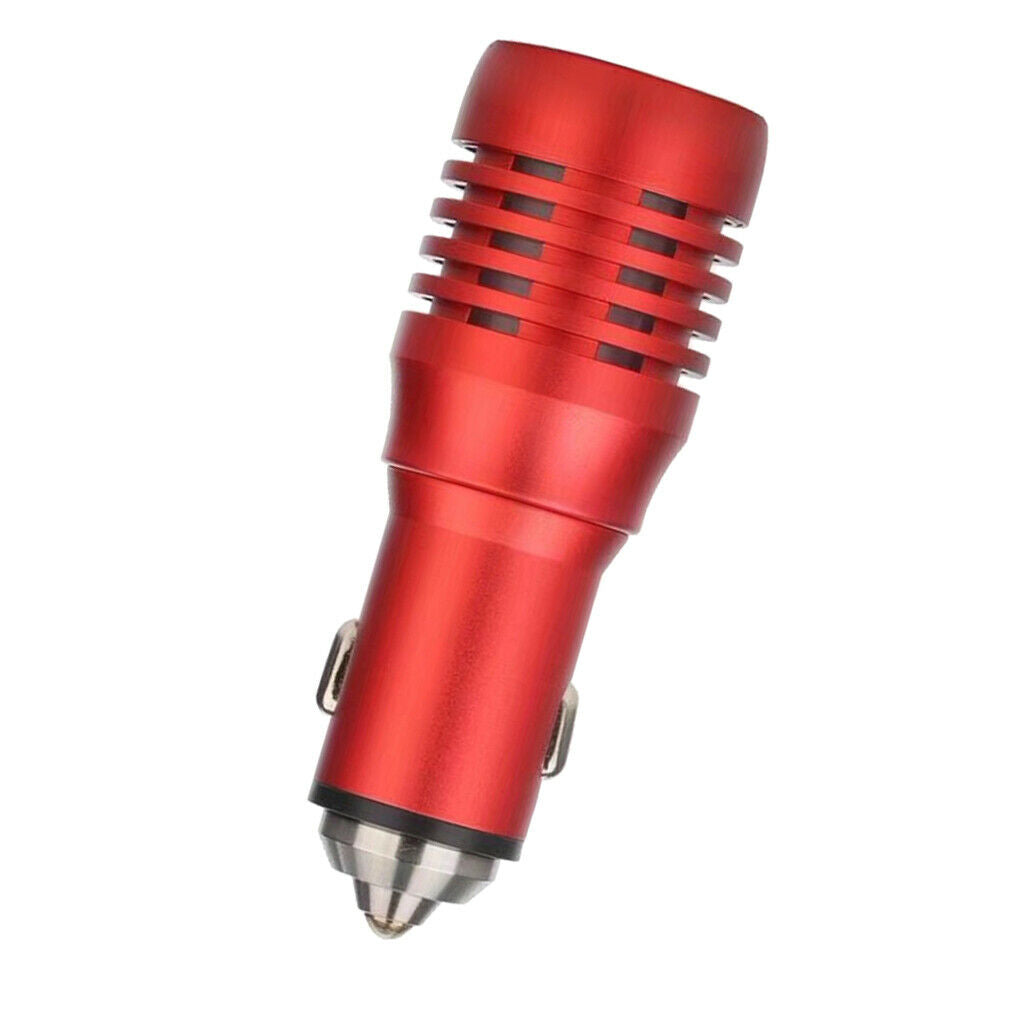 Car Charger, Dual USB Port Cigarette Lighter Adapter Safety Hammer Red