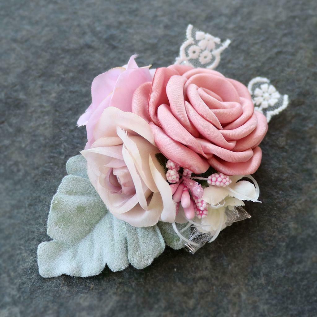 Artificial Silk Hand Flowers Bride Bridesmaid Wrist Corsage Wedding Decor 1