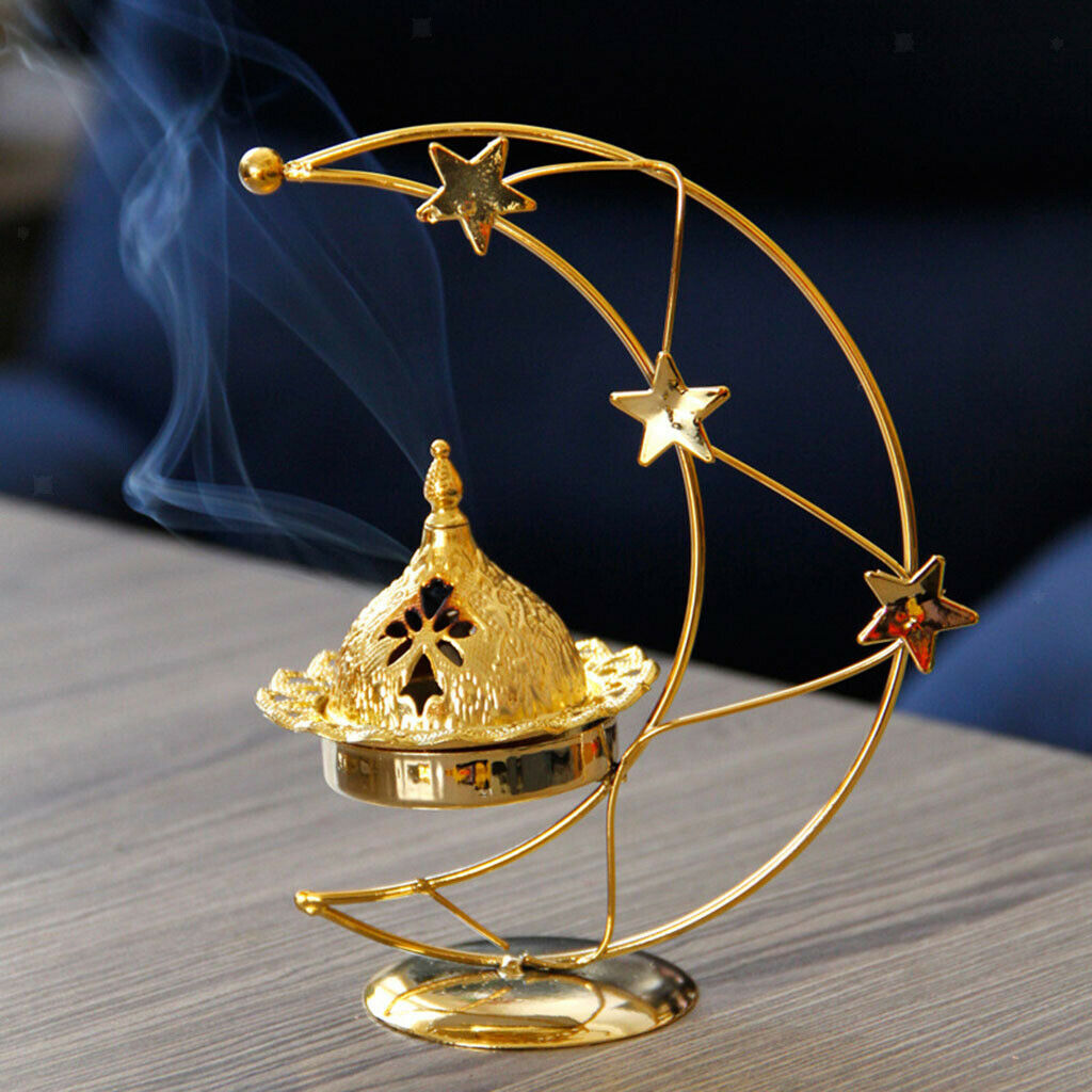 Luxury Metal Moon Frame Incense Burner Candle Holder Censer Home Decor